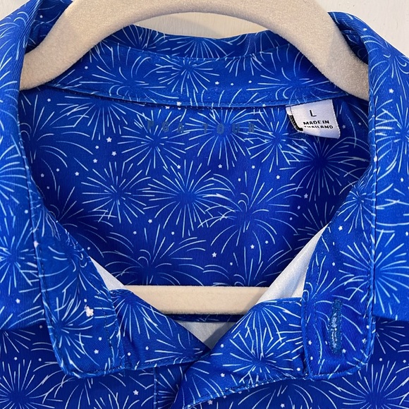 Men's PGA Tour Brand Blue Firework Print Polo with PGA Tour Logo - Picture 4 of 6